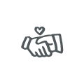 an illustration of two hands in a handshake with a small heart above.