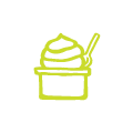 illustration of soft serve ice cream in a cup with a spoon