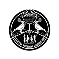 Feed’em Freedom Foundation logo with a black background and white imagery including birds and people