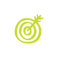 stylized icon of arrow in bullseye